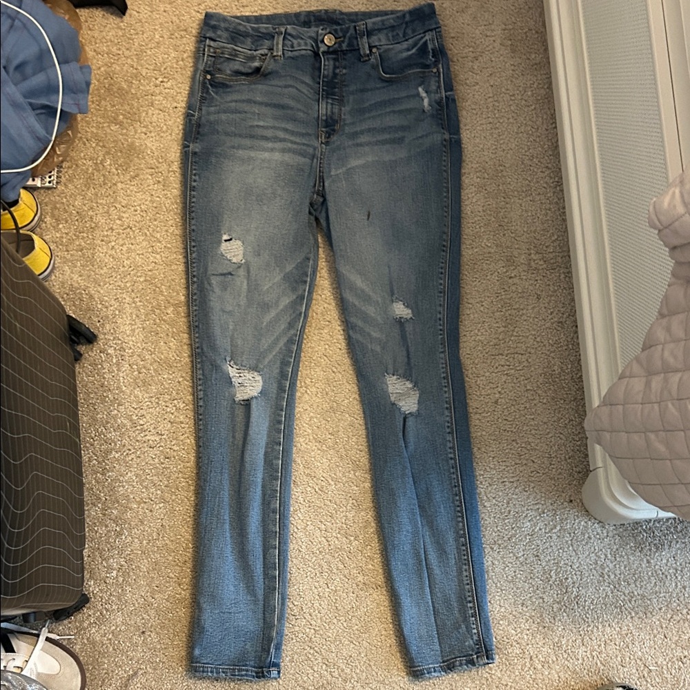 Distressed Blue Jeans